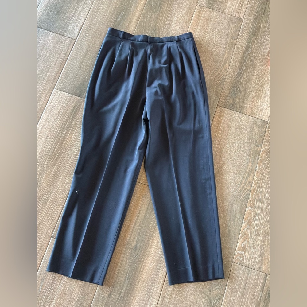 Talbots women's wool pleat front straight leg black dress pants size 10 Petite - Picture 5 of 8